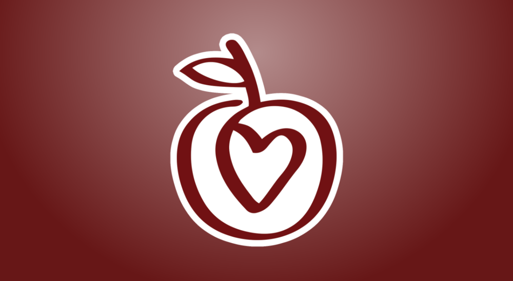 Marion County Schools Apple Logo on a Maroon Background